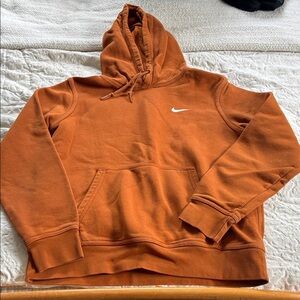 Nike Men's Orange Pullover Hoodie with White Swoosh